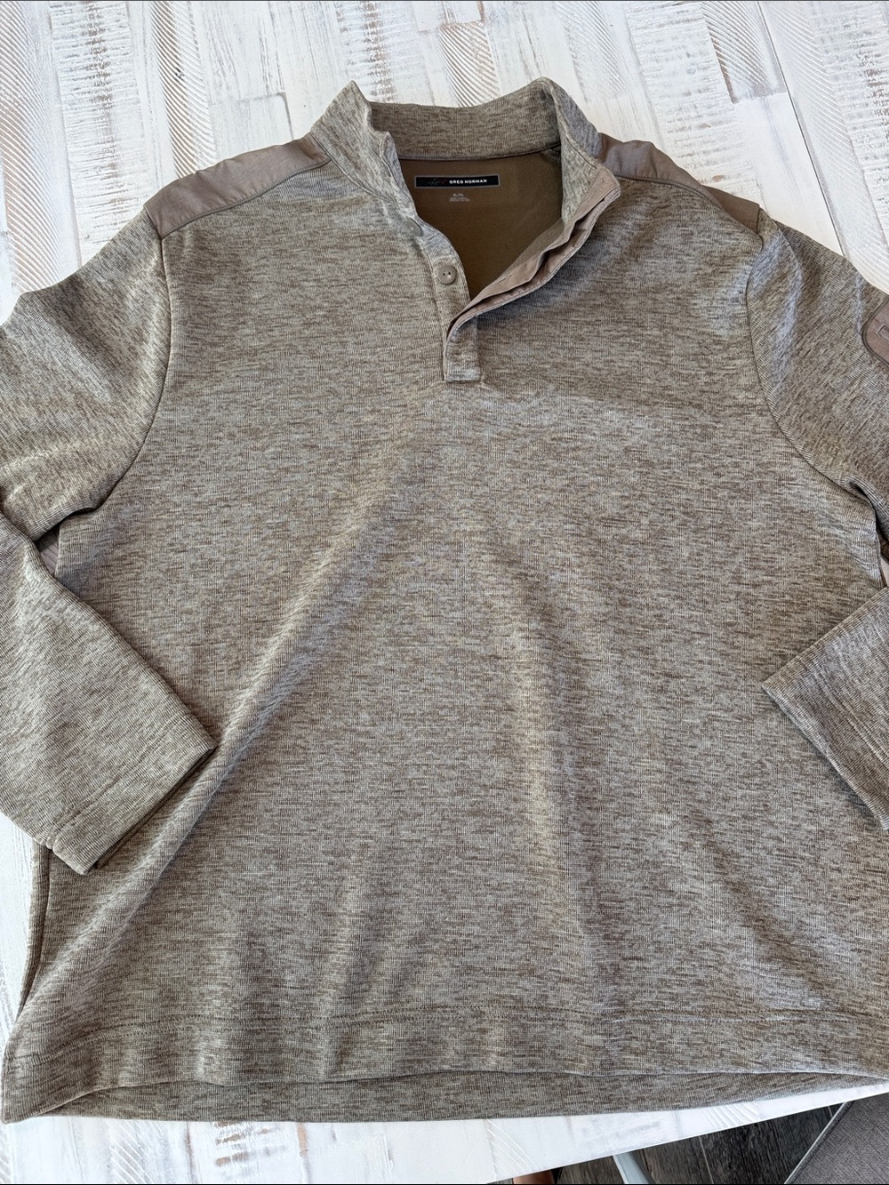 Greg Norman Men’s Heathered Taupe/Beige Quarter-Snap Polo
